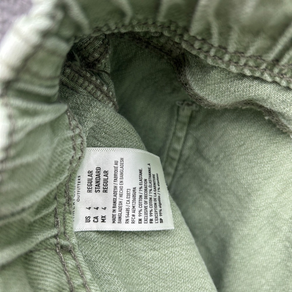 American Eagle Denim Joggers Green Size 4 Drawstring Pants Gorpcore Streetwear - Picture 4 of 8